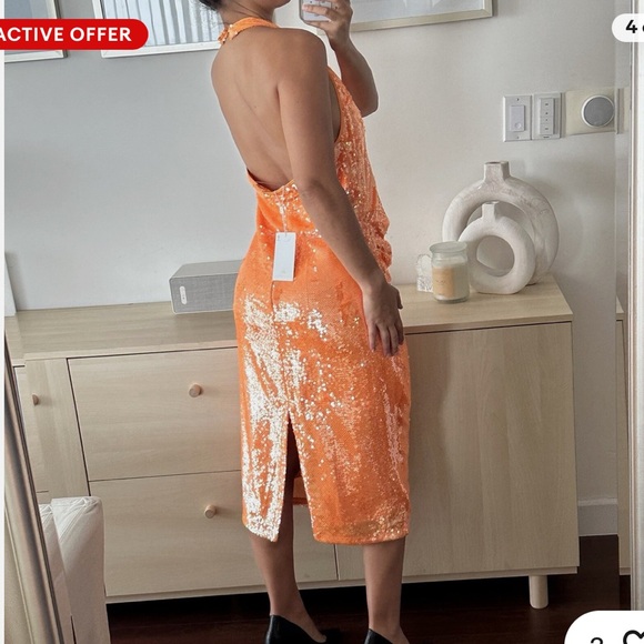 Caroline Constas Bright Orange High Neck Embellished Loud Luxury Maximalist NEW - Picture 2 of 13